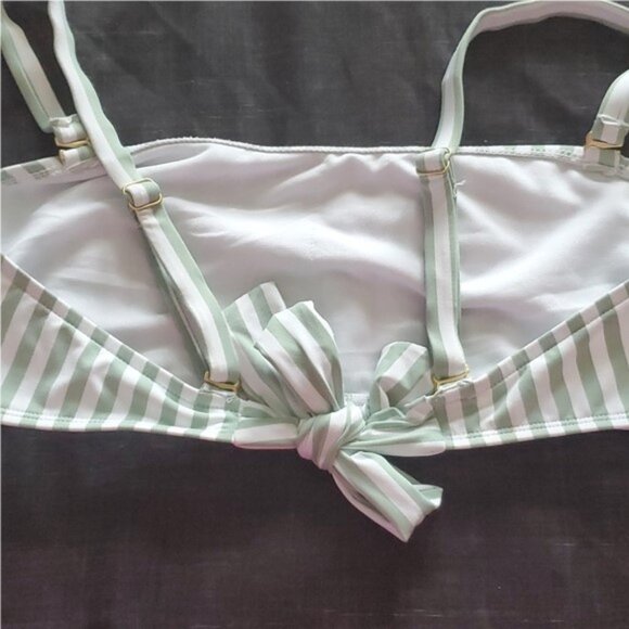We Wore What Green and White Striped Bikini Top - Picture 3 of 5